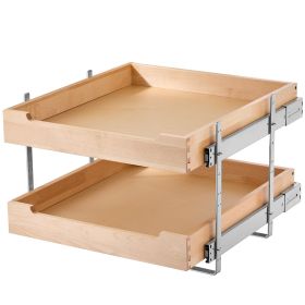 VEVOR 2 Tier Pull Out Cabinet Organizer, 20"W x 21"D Cabinet Drawer, Soft Close Slide out Shelf, Heavy-Duty Sliding Wood Drawer