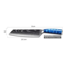 8-inch Chef Knife with Blue Resin Handle (Option: 7.5inch cutting knife)