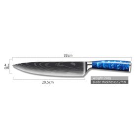 8-inch Chef Knife with Blue Resin Handle (Option: 8inch chefs knife)