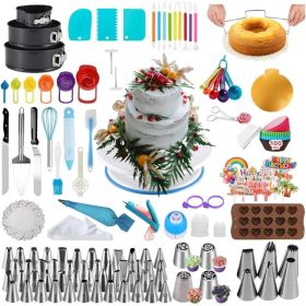 398PCS Cake Decorating Supplies Kit, Baking Tools Set For Cakes -3 Packs Springform Cake Pans Cake Rotating Turntable 48 Numbered Piping Icing Ti (Option: Cake decorating supplies set)