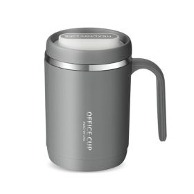 1pc Stainless Steel Cups With Lid; 16 Oz 304 Stainless Steel Tumblers Durable Coffee Mug With Splash Proof Sliding Lid; Drink With Lid Open; Non- (Color: Grey)