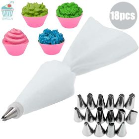 8/10/18PCS Silicone Pastry Bag Tips Kitchen Cake Icing Piping Cream Cake Decorating Tools Reusable Pastry Bags Nozzle Set (Color: Pink 1)