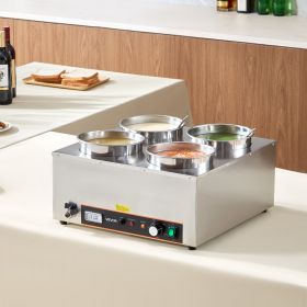 Commercial Soup Warmer Soup Station With 4*6.34Qt Pot Soup Kettle Warmer (Option: silver)
